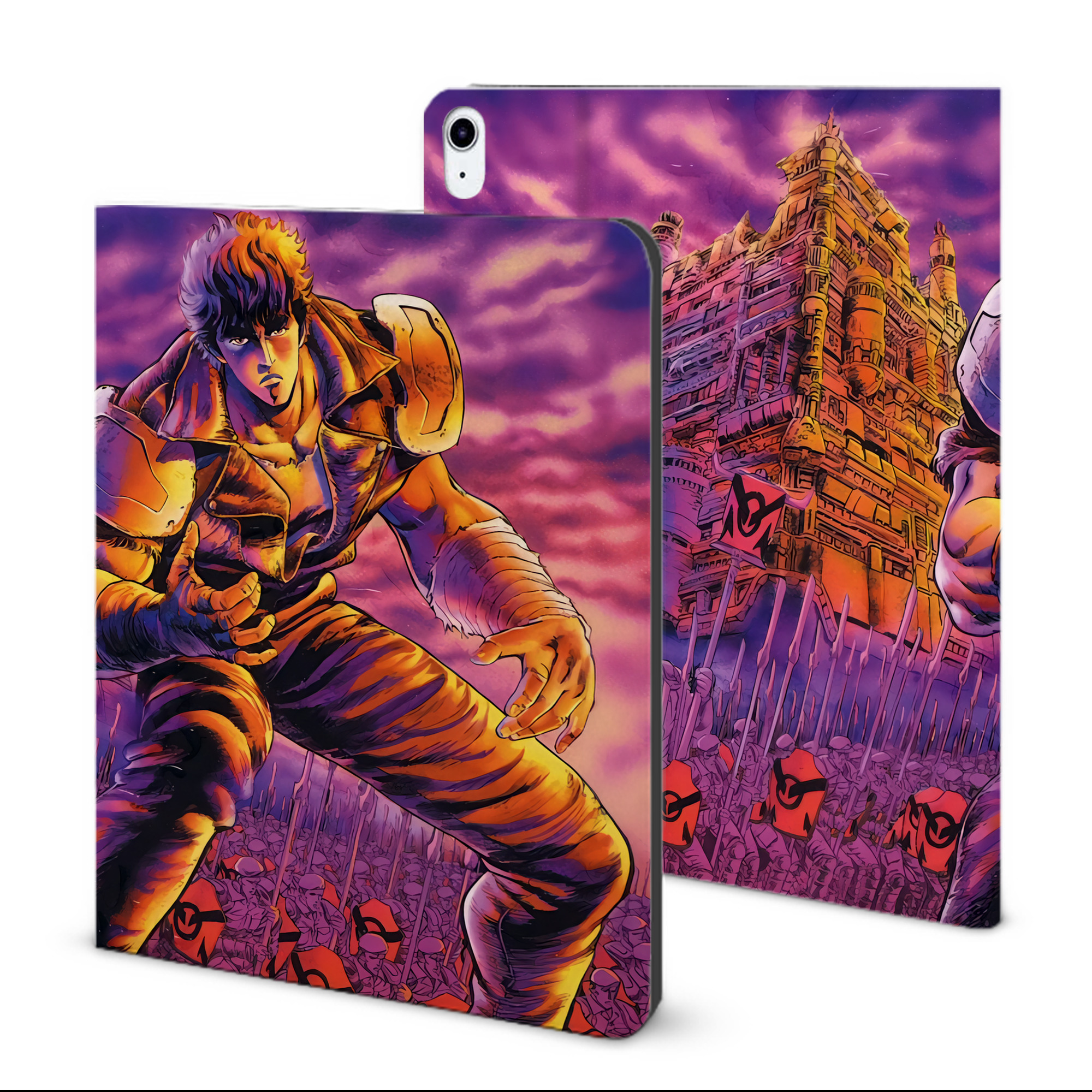 （画像用） 北斗の拳 Fist of the North Star IPad ケース ブック型 PUレザー TPU 耐衝撃 軽量 薄型 ペン収納なし 全面保護 IPad 各モデル対応